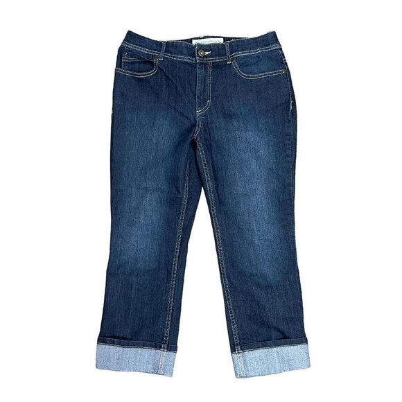 Chico's Denim - Chico's Platinum Denim Cropped Jeans Size Small (6) Dark Wash Ultimate Fit